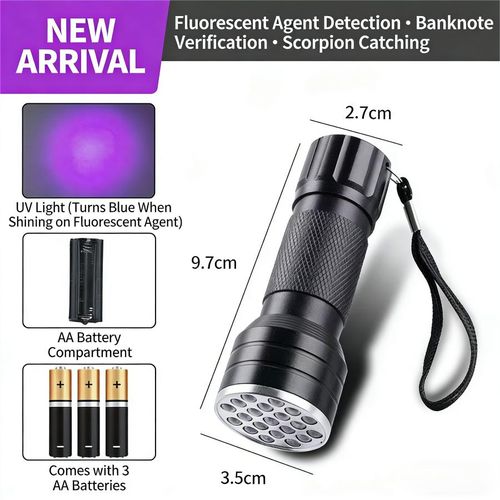 Generic ASCENT UV Flashlight,21-LED 395NM UV Light for Jewelry Detection,Mold/Counterfeit Detection,Battery-Powered - image 6