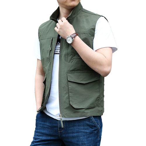 Shop Generic Men Outdoor Multi-pockets Vest Jackets Fishing Hiking Hunting  Camping Tactical Waistcoat Spring Autumn Military Sleeveless Coat Army  Green Online