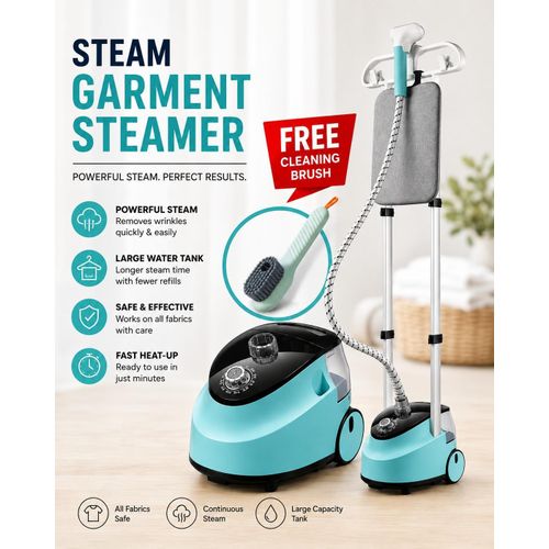Generic Heavy-Duty Standing Fabric & Clothes Steamer- Green - image 3