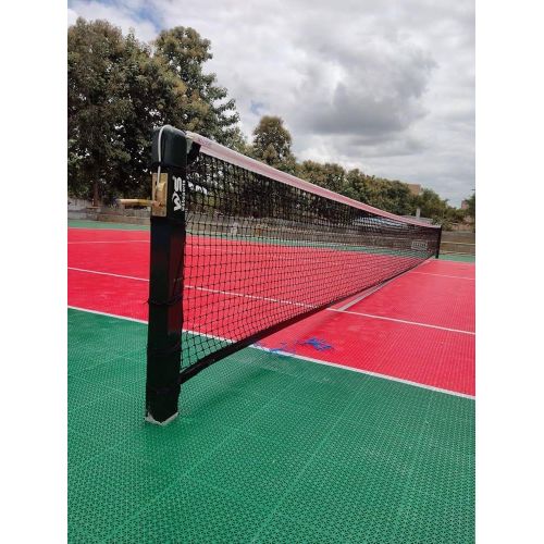 White Label Tennis Poles with Net with Base Ground Inlet Commercial Standard Size - Multicolour
