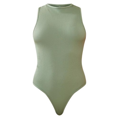 product_image_name-SHEIN-Women's Sexy Ribbed Neck Bodysuit - Green-5