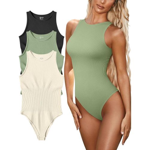 product_image_name-SHEIN-Women's Sexy Ribbed Neck Bodysuit - Green-7