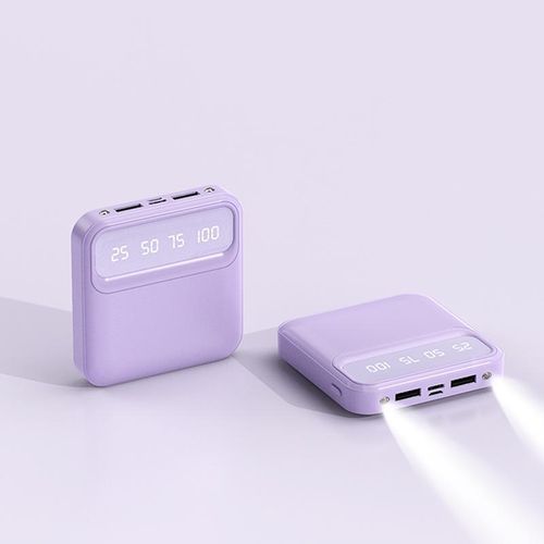Generic 10000mAh Power Bank with Built-in Cables & LED Flashlight- Purple - image 2