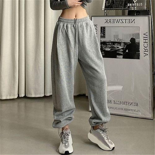 Shop Generic Women Oversize Sports Pants Gray Fleece Sweatpants For Autumn  Baggyblack Online