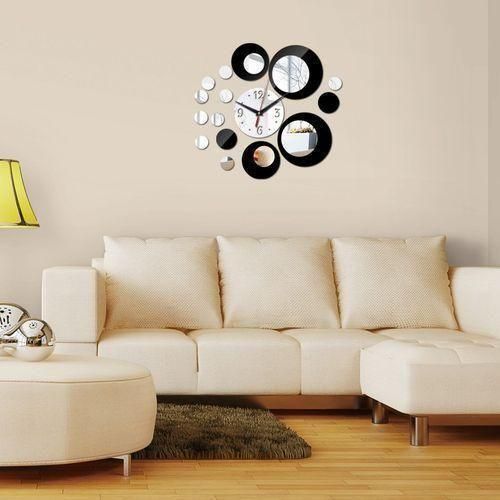 product_image_name-Generic-3D Three-dimensional Acrylic Wall Clock DIY Fashion Mirror Wall Stickers -Silver-2