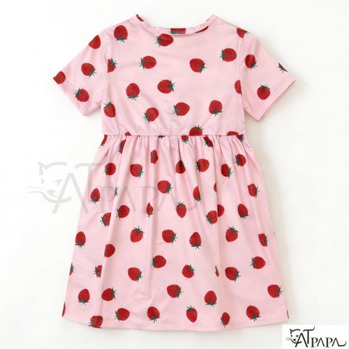 product_image_name-Catpapa-Limited Time No Restock ! 4-7 years Baby Pink Cute Polka Dot Strawberry Pattern Dress for Parties, Outdoor Activities, Comfortable and Cool, Easy to Clean-6