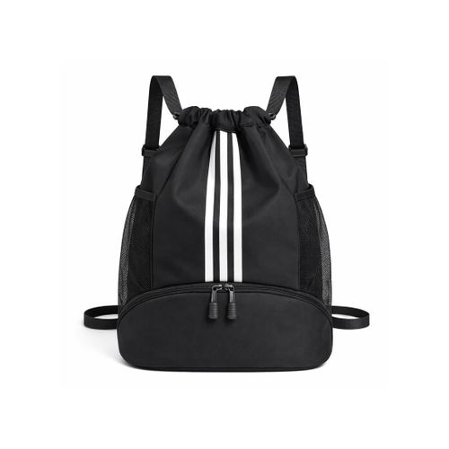 product_image_name-White Label-Drawstring Travel Backpack - Large Capacity Lightweight Sports & Daily Use Bag (W45 x D32 x H16)cm / (W17.7 x D12.6 x H6.3)inch - Black-1