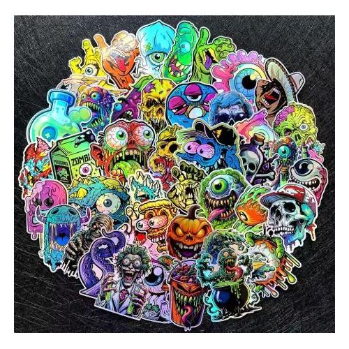 product_image_name-Generic-10 Pieces Joker Graphic Laser Rainbow Motorcycle Stickers Auto Car Moto Bike Scooter Helmet Fuel Tank and Laptop Accessories Decals-4