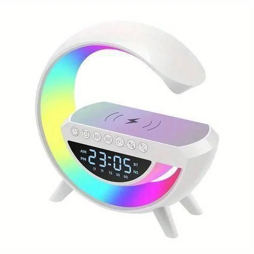 product_image_name-Generic-Wireless Phone Charging Bluetooth Speaker Effects, Alarm Clock All in One LED Table Lamp -White-1