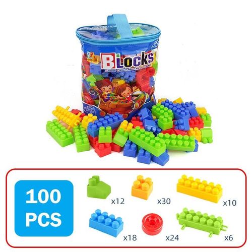Generic Children's educational toy building blocks(100 Pieces), large particle building block set with storage bag