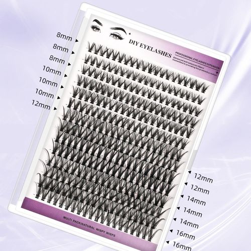 product_image_name-Generic-DIY Diagonal Lash Extension Kit - Multi-Length (8-16mm) Cluster Lashes with Bond&Seal, Tweezers & Brush, Natural Wispy Look for At-Home Eye Makeup-7