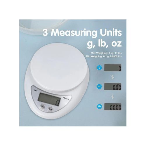 Generic WH-B05 Digital Kitchen Scale - 5kg/1g, LED Display, White - image 6
