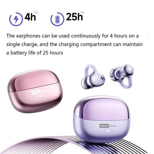 Lenovo Lenovo LE302 True BT6 Wireless Bluetooth Headphones - Purple, BT 6.0, 10mm Drivers