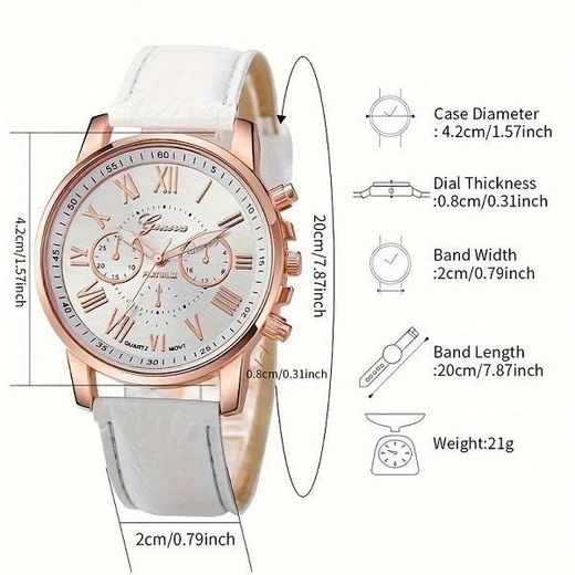 Fashion Women's 6pcs Set - Quartz Watch with Heart-Shaped Necklace, Bracelet, Earrings & Ring,  Wristwatch for Daily Wear & Gifting - image 3