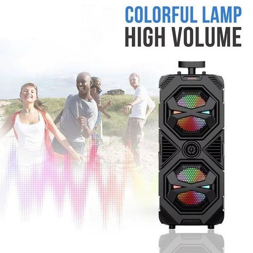 Generic Dual 8-Inch Portable LED Bluetooth Karaoke Microphone Speaker - Black - image 4