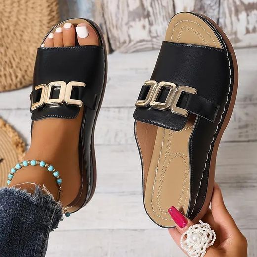 Fashion Women Slippers Casual Flat Open Heel Shoes Sandals Slides