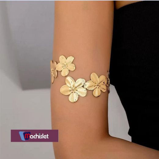 Machislet Luxurious flower-shaped jewelry set including necklace, ring, bracelet and earrings-GOLD - image 2