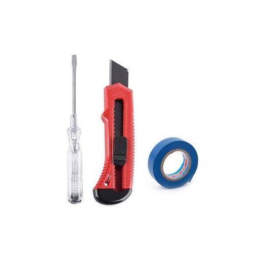 3-Piece Basic Electrical Repair & Tool Kit (Voltage Tester Screwdriver, Utility Knife & Insulation Tape)