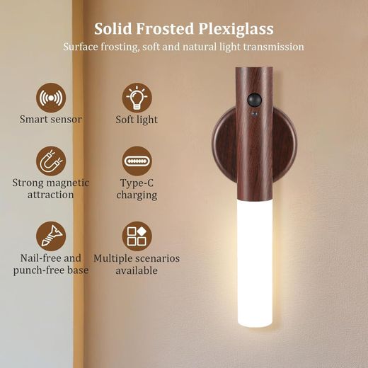 Generic USB rechargeable wall lamp, portable and detachable, suitable for hallways and rooms, automatic sensor light - image 4