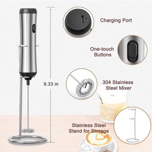 Generic Electric Milk Frother,USB-Rechargeable Handheld Coffee Frother,Adjustable Handheld Milk Frother for Cappuccinos, Hot Chocolate, Milkshakes,Coffee - image 2