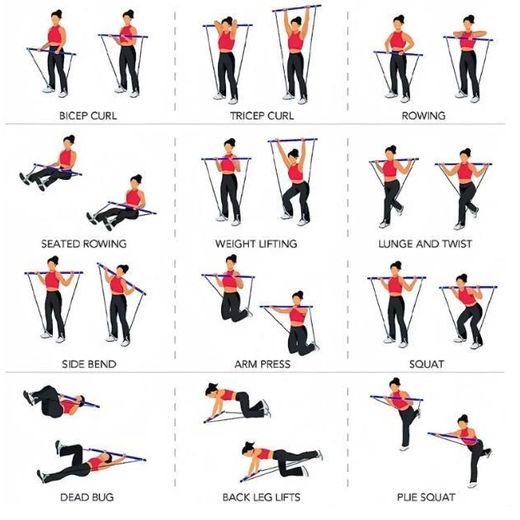 Generic Portable yoga Pilates bar with resistance band, home fitness muscle shaping bar, for fitness stretching and body training. - image 3