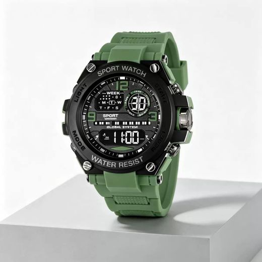 Fashion Military Style Digital Sport Watch - Green Edition