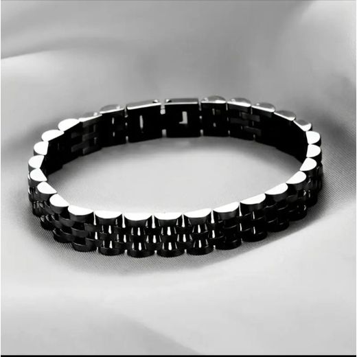 Generic Men’s Black Stainless Steel Bracelet – Adjustable, Durable & Stylish Wrist Accessory (Unisex) - image 4
