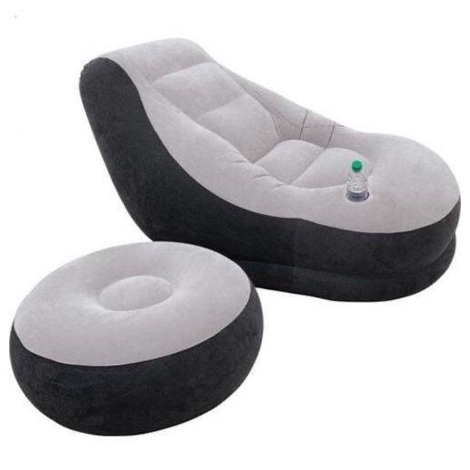 Generic Inflatable Air Sofa Chair - Grey/Black - image 2