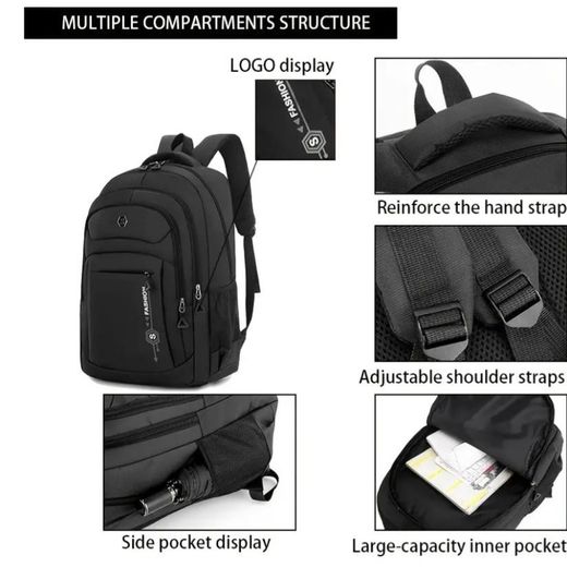 Bagsmart Unisex Leather Backpack – Stylish Multi-Pocket Casual & Travel Bag Solid Color Fashionable Backpack Retro Large Capacity - Slung Over One Shoulder Versatile Travel/School- Black - image 2
