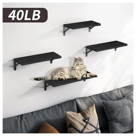 Generic Floating shelf set of four, wooden wall-mounted bookshelves - Black - image 2