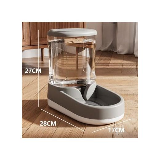 Generic Automatic Pet Food Feeder Water Fountain Cats Dogs Gravity Fed Water Drinking Bowl (L11.0 x W6.7 x H10.6)inch - Grey Water Feeder - image 4