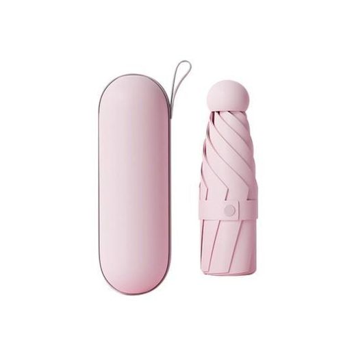 White Label Fold 6 Ribs Mini Umbrella Anti-UV Folding Umbrella with Capsule Case (D35.8 x H20.9)inch - Pink - image 2