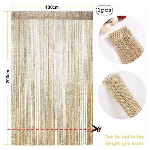 Generic 1x2mSparkling tassel curtains, suitable for windows, doors, and partitions - C-hampagne