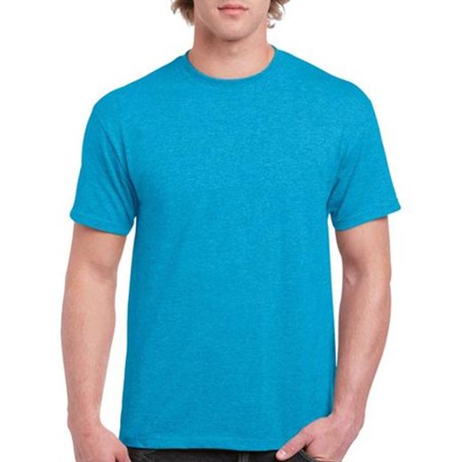 Round Neck Short Sleeve T-Shirt - Turquoise Blue