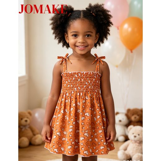Joma 1-7 Years Girls' Strappy Dress，Orange-Bottomed Heart - image 2