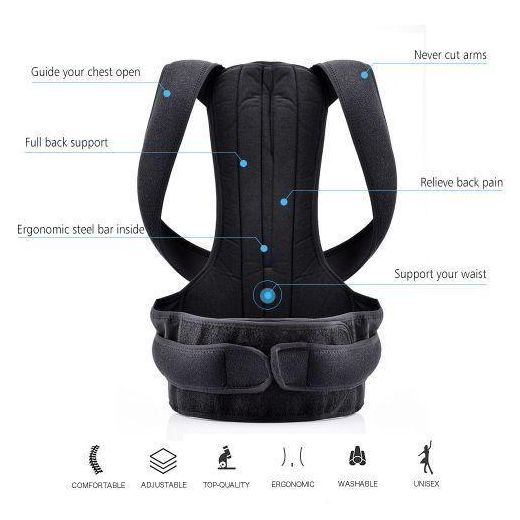 Generic Posture Corrector,Fitness Brace,Features adjustable straps and back support,unisex design - Black - image 4