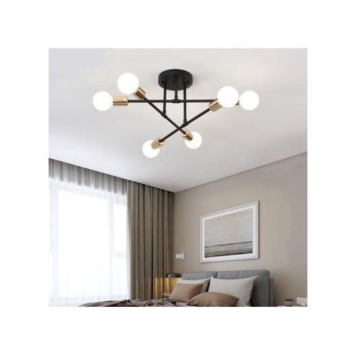 Generic Modern Nordic Ceiling Chandelier with 6-Light Branch Design, White Iron Frame & Decorative Pendant Style for Living Room and Dining Room - (D70 x H20)cm / (D27.6 x H7.9)inch - White