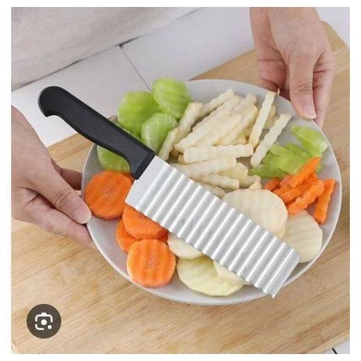 Generic Multifunctional Yam and Potato Chip Cutting Knife - Sliver - image 2