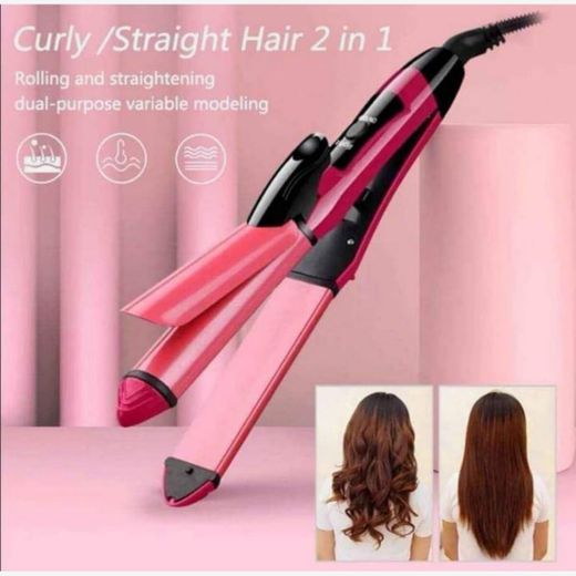 Waer 2in1 Hair Straightener and Curler Pink - image 4