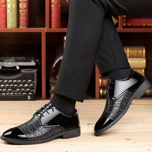 Bekia BEKIA Men's formal shoes wedding shoes lace up leatherette shoes gentlemen's shoes - image 4