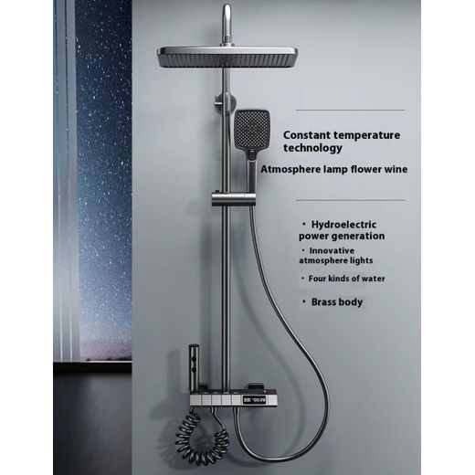 White Label Piano Key Thermostatic LED Shower 4-Way - Grey - image 2