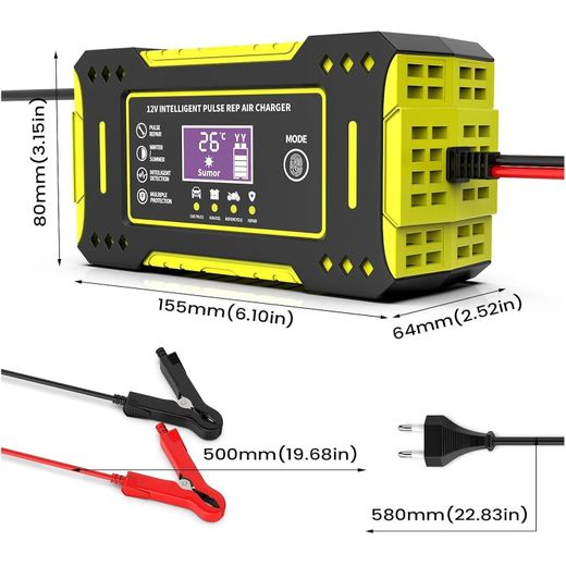 Jansfuren Car Battery Charger 12V 6A Smart Battery Trickle Charger for Car Truck Motorcycle Lawn Mower Boat Marine Lead Acid Batteries - image 2