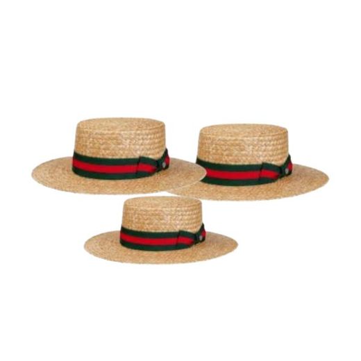 White Label 3 Pieces Of Boater Hat - Light Beige