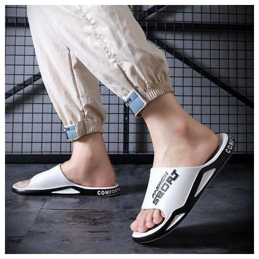 Fashion Men's Fashion Slippers, Home Shoes, Bathroom Non-slip Slippers - White - image 4