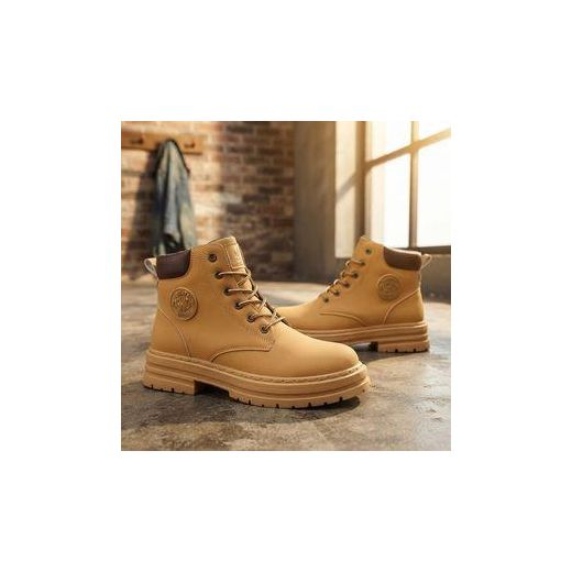 Fashion High Top Boots Men's Leather Shoes Motorcycle Ankle Boots Martin Boots Outdoor Casual Work Shoes - image 3