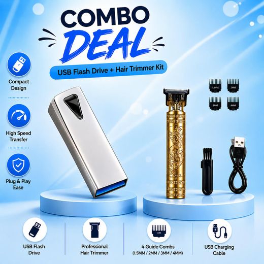 White 32GB Pendrive + FREE Hair Trimmer - silver