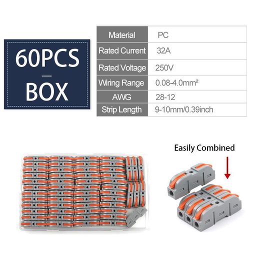 Kashemano Quick Lever Wire Connectors 60PC Set Universal Quick Push-in - image 2