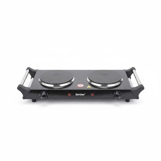 STAR CHEF Double Electric Hot Plate - Adjustable Temperature, Portable Cooking Stove, Black