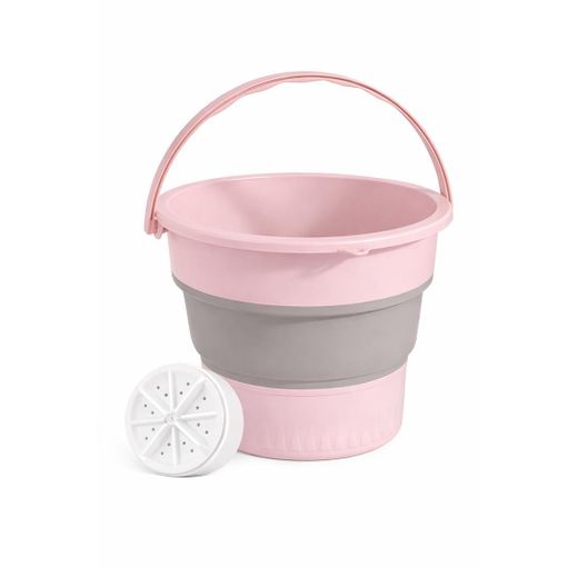 White Label 5V Folding Bucket Mini Washing Machine with USB Turbine, Wash & Rinse Functions – Pink - image 2