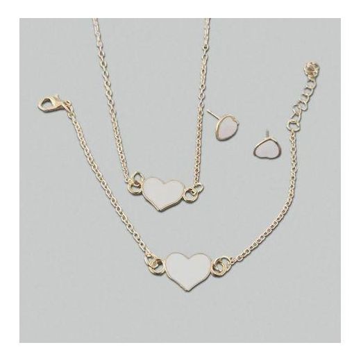 Fashion 4PCS/Set Heart Pendant Jewelry Set Trendy Chain Necklace Bracelet Earrings Set - image 4